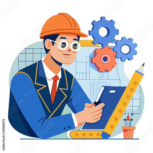 architect with blueprint