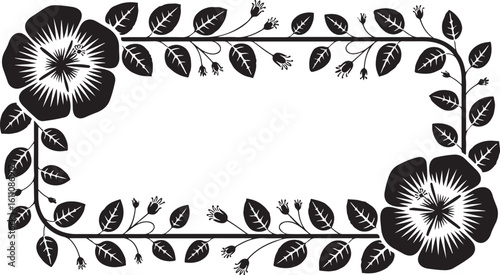 Decorative Floral Border Frame in Black and White