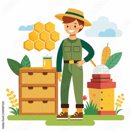 beekeeper with bees