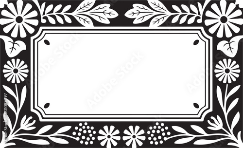 Decorative Floral Border Frame in Black and White