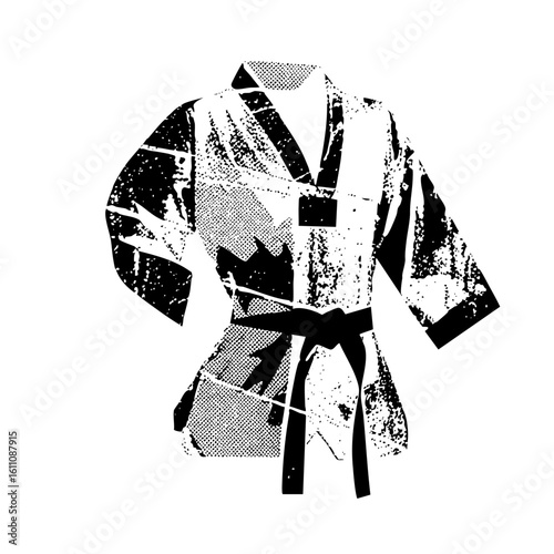 Vector Stylized martial uniform with black belt.