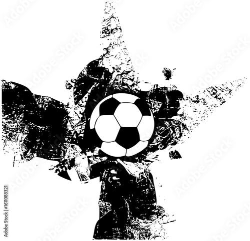 Vector Athlete celebrates with soccer ball on shoulders