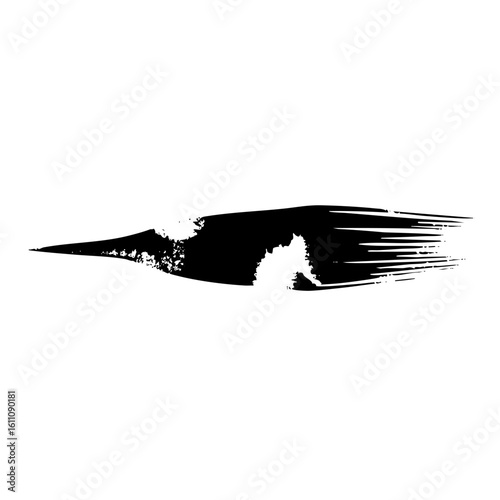 Vector Abstract brushstroke with fragmented silhouette of a cat.