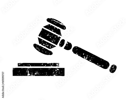 Vector Black gavel striking a sound block justice .