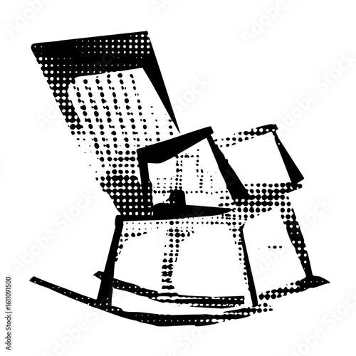 Vector Stylized rocking chair with halftone effect.