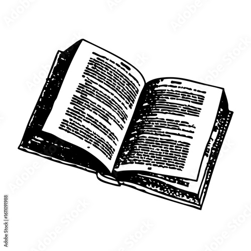 Vector Open book with detailed text pages