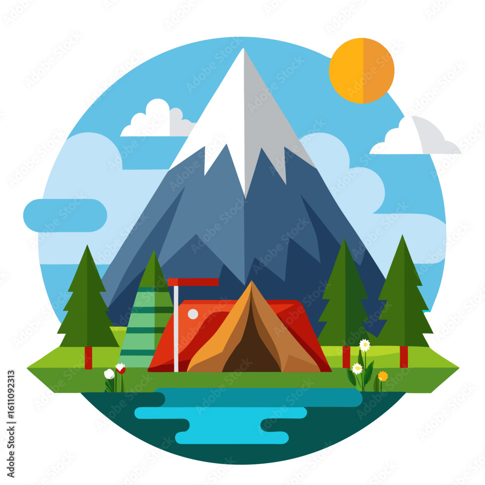 Naklejka premium camping in the mountains