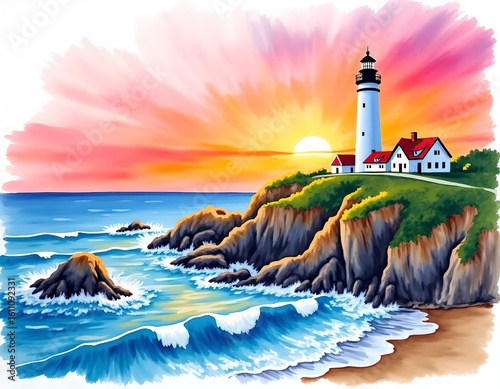 Lighthouse on the island, background