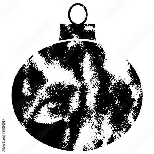 Vector Distressed spherical ornament with loop .