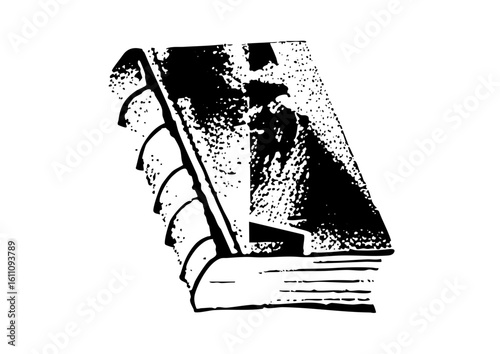 Vector Detailed of an open book with textured pages.