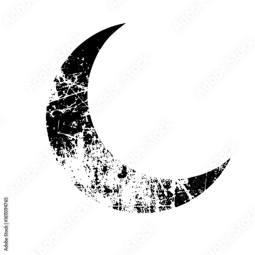 Vector Distressed moon with a textured grunge effect.