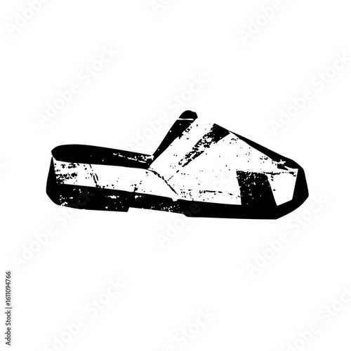 Vector Black clog footwear with a textured distressed effect.