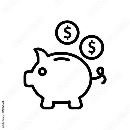Piggy bank and coins icon representing savings and financial management