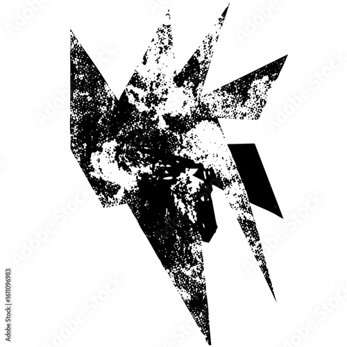 Vector Abstract geometric wolf head with distressed texture.