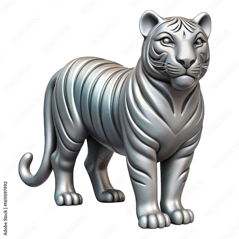 Fototapeta premium 3d white tiger sculpture isolated on transparent background