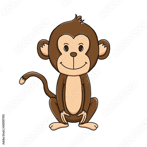 Hand-drawn cartoon monkey logo design vector illustration