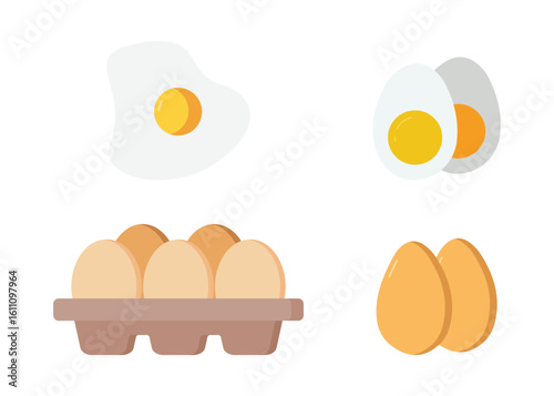 Egg icon set. Organic, Fresh, Healthy. Stock Illustration