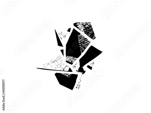 Vector Shattered glass fragments depict a broken fractured .