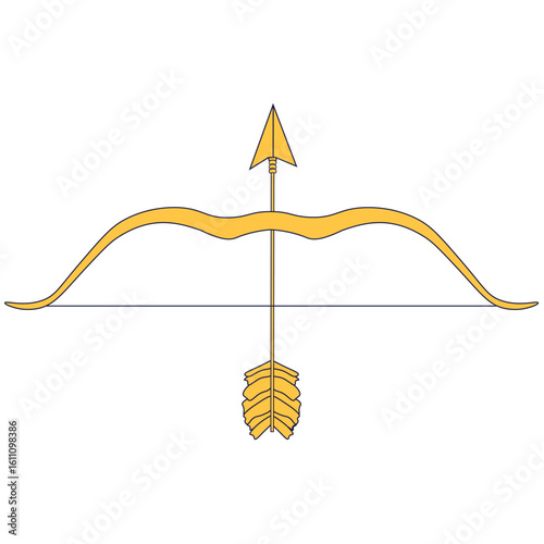 Bow and arrow. Vector illustration of simple bow and arrow isolated transparent background. Perfect indian Dussehra festival element template design. EPS 10