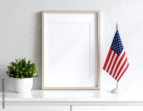 Blank frame with American flag