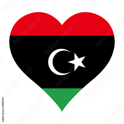 Free Download Libya flag heart shaped icon digital vector illustration. National flag of Libya. Love flag icon. - GFXLoad