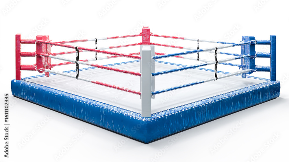 Naklejka premium 3D rendering of a boxing ring isolated on a white background