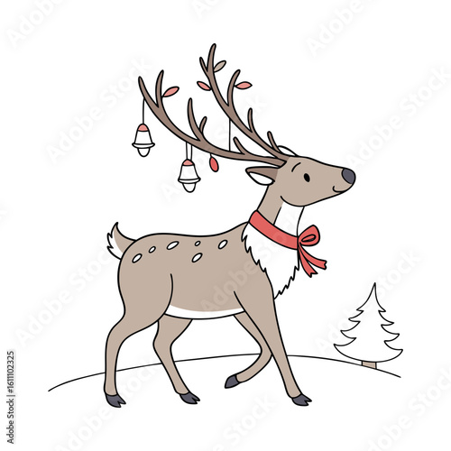 reindeer with christmas tree