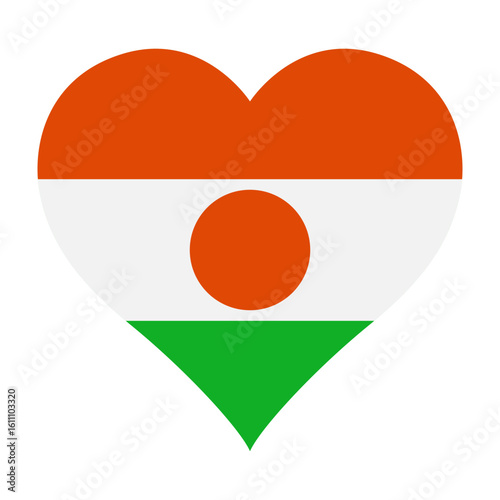 Free Download Niger flag heart shaped icon digital vector illustration. National flag of Niger. Love flag icon. - GFXLoad