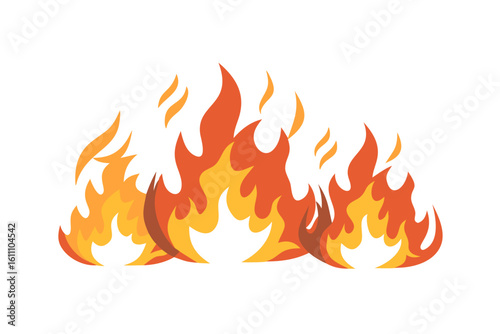 Stylized flames burning brightly against a black background