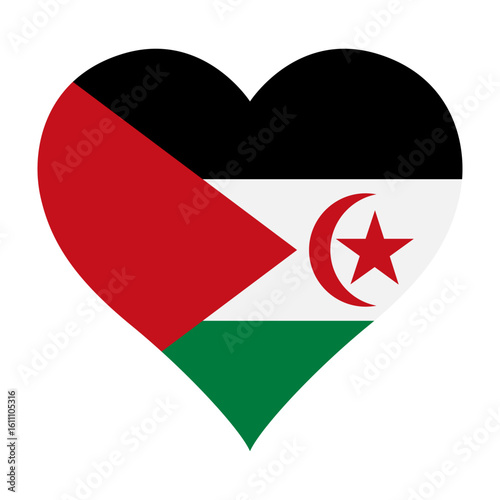 Free Download Sahrawi Arab Democratic Republic heart shaped flag icon digital vector illustration. National flag of Sahrawi Arab Democratic Republic. Love flag icon. - GFXLoad