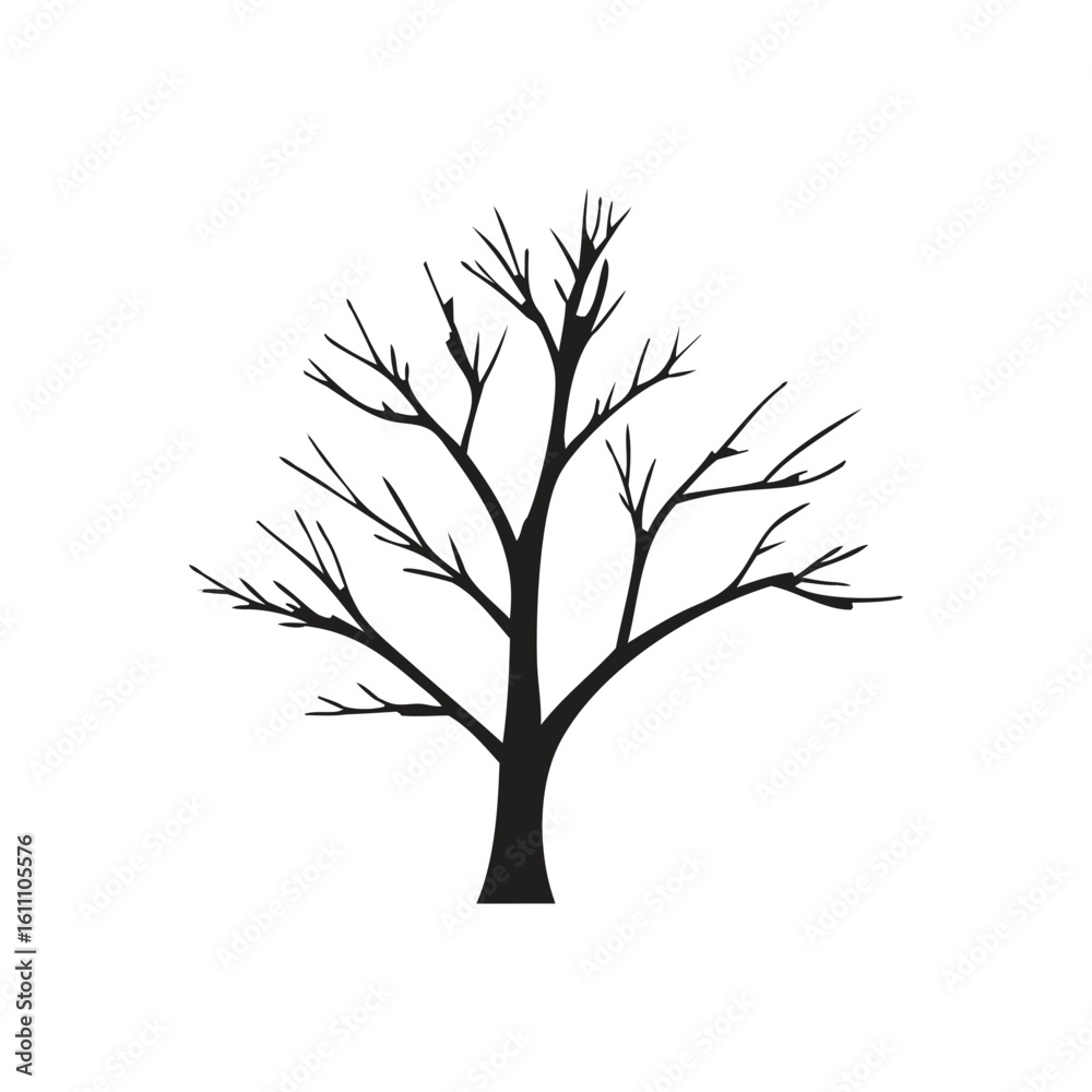 Fototapeta premium Simple Leafless Winter Tree Vector Icon 