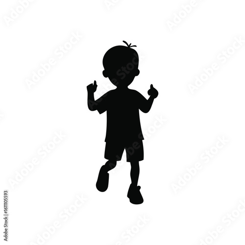 Dancing Boy Silhouette with Thumbs Up