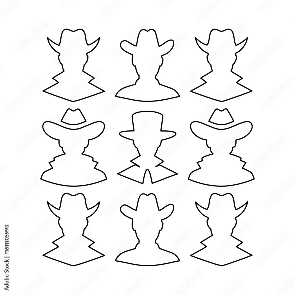 Fototapeta premium Western Man Profile and Ambiguous Face Vector Art 