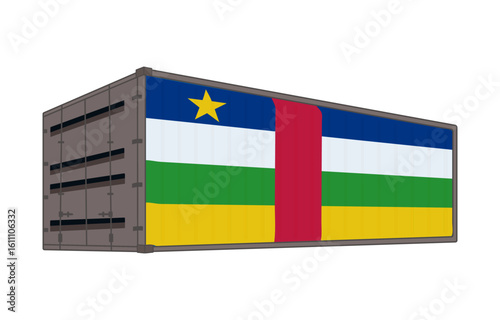Central African Republic national flag with shipping container
