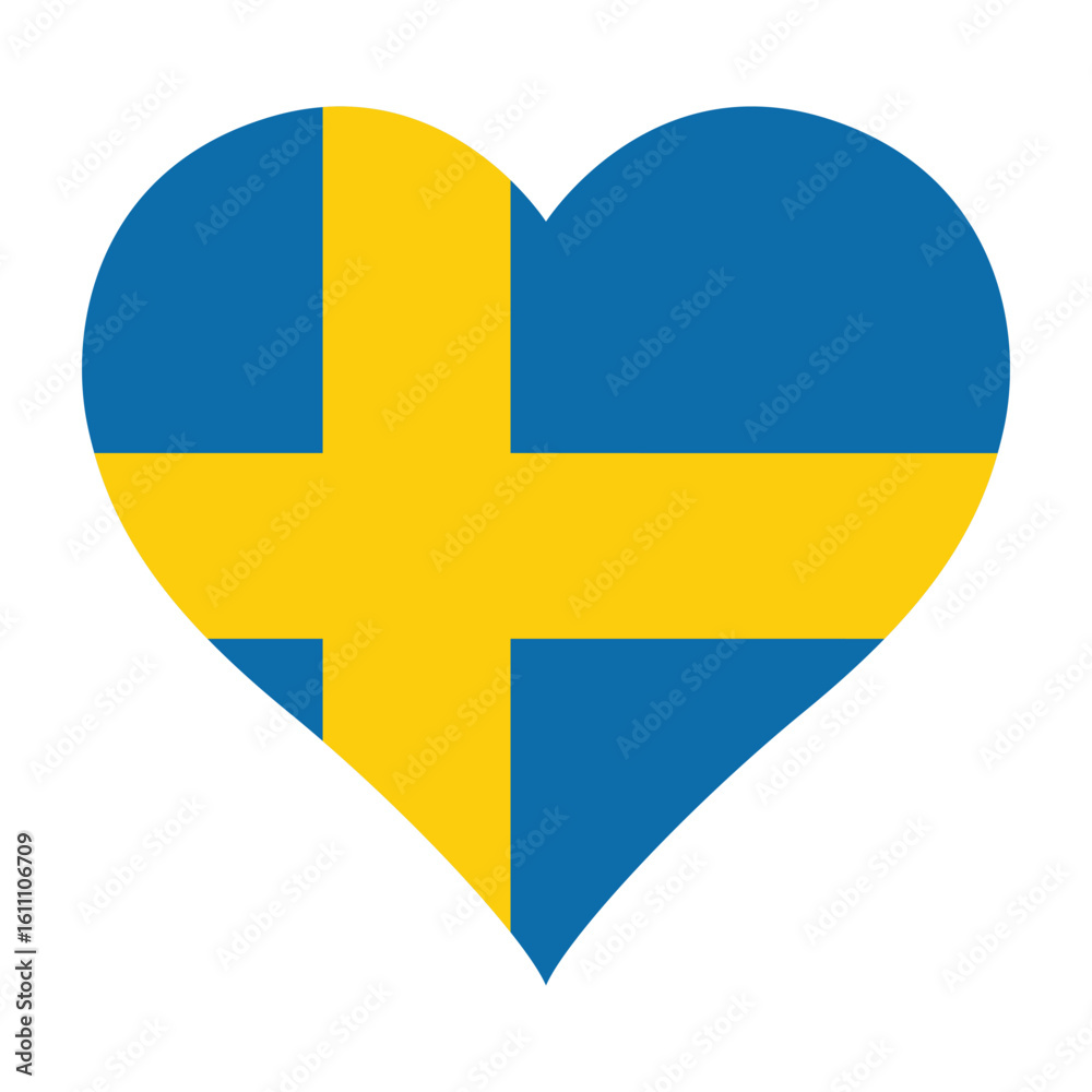 Sweden heart shaped flag icon digital vector illustration. National flag of Sweden. Sweden heart shaped flag icon digital vector illustration. National flag of Sweden.