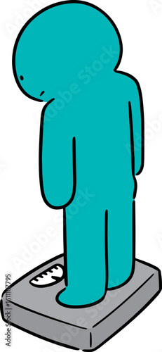 Illustration of man on weighing machine
