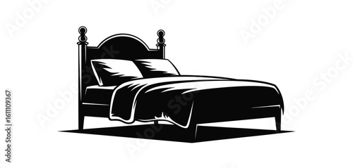 Elegant four poster bed illustration