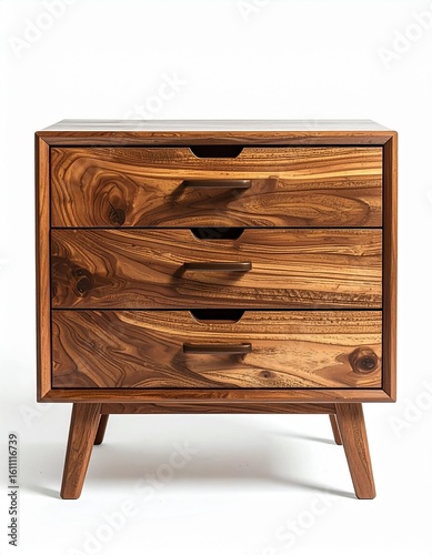 Stylish wooden dresser with four drawers, perfect for modern home decor. Features sleek design and natural wood texture.