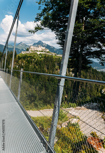 The pedestrian suspension bridge called Highline 179 in Reutte, Austria
