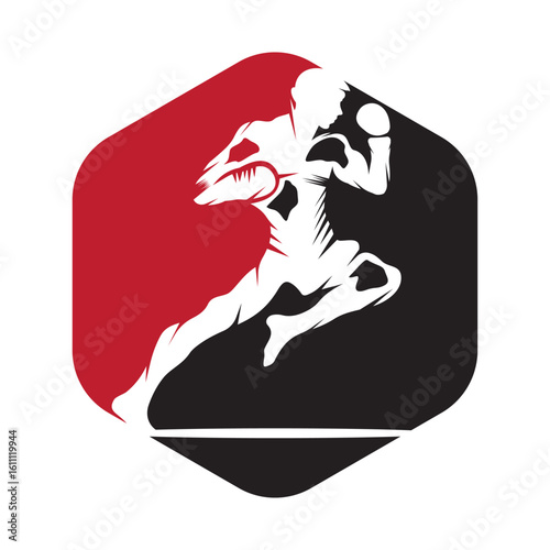 kick boxing logo vector icon. kick boxer attack sport logo icon vector.