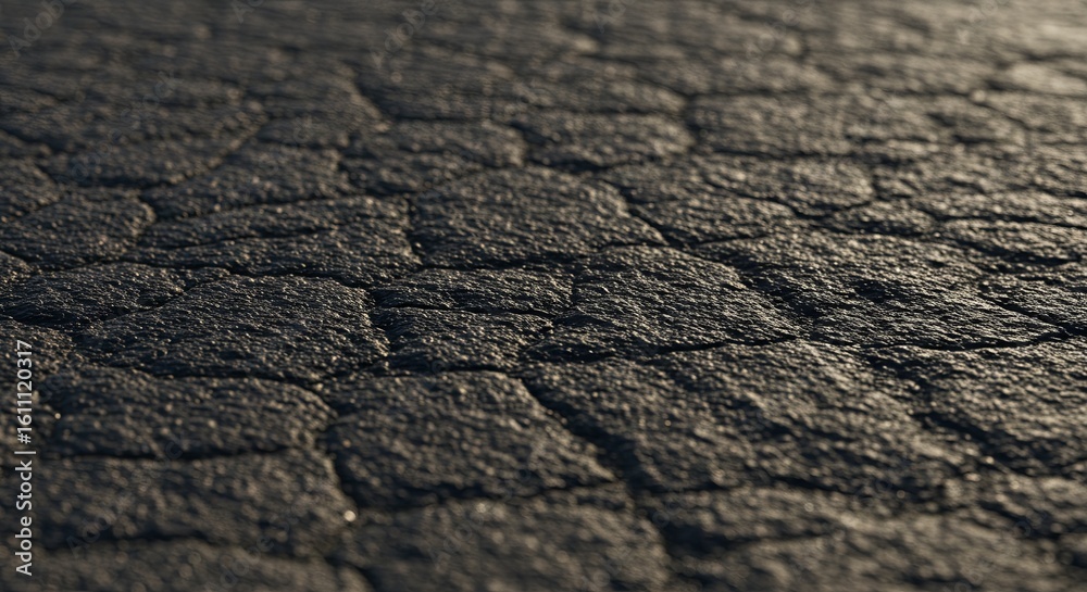 Obraz premium Dry cracked asphalt surface under sunlight