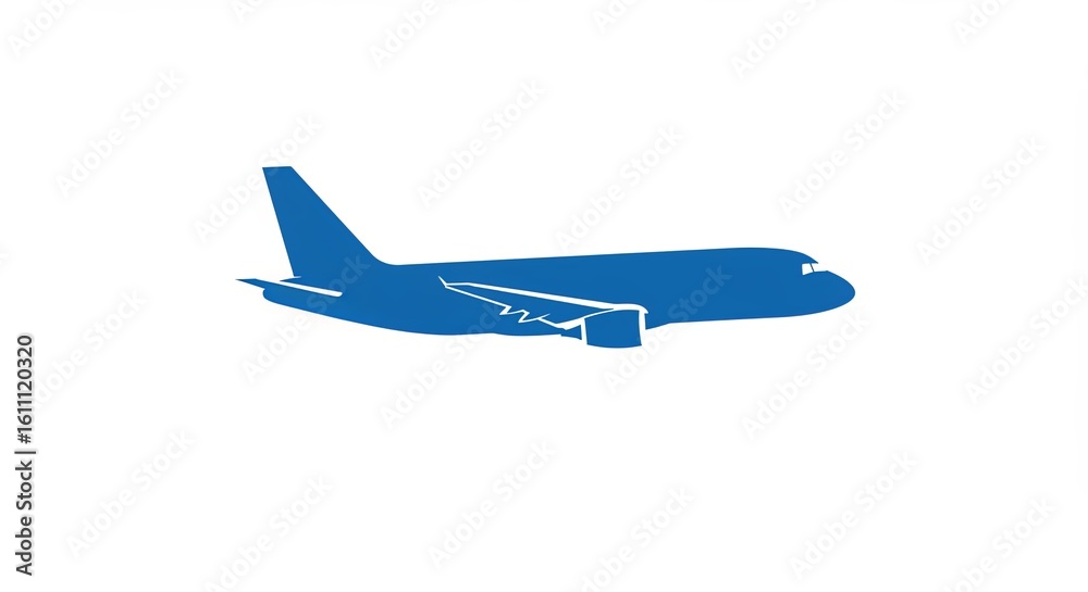 Obraz premium Minimalist blue airplane silhouette illustration