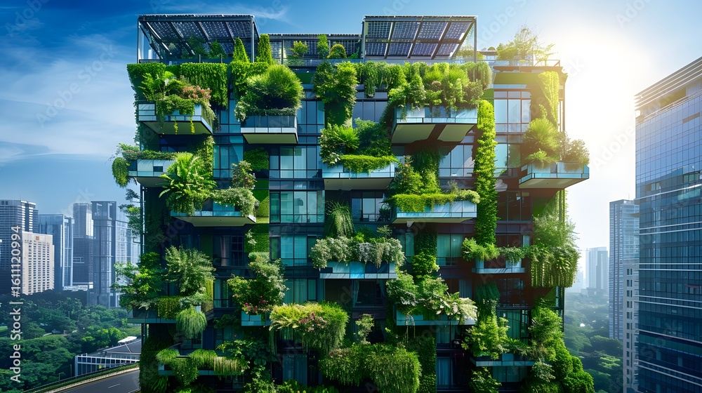 Obraz premium Green Building Vertical Garden City Architecture