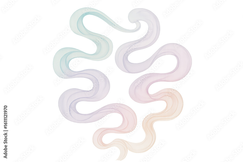 Fototapeta premium Soft pastel brushstrokes weaving delicate abstract pattern, blending seamlessly on translucent background, creating sophisticated visual harmony