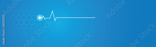 Heart Pulse - Curving White Line on Blue Background - Vector illustration