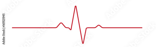 Heart pulse - curved red line on a white background - Vector