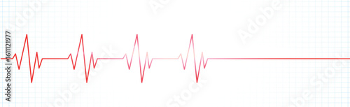 Heart pulse - curved red line on a white background - Vector