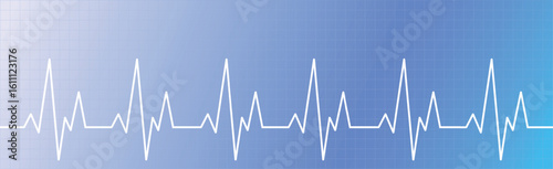 Panoramic blue medical background pulse line - Vector illustration