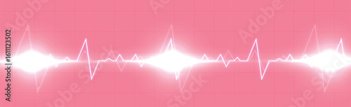 Heart pulse - curved red line on a red-black background - Vector illustration