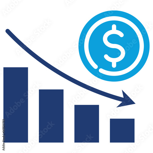 Devaluation Flat Blue Icon